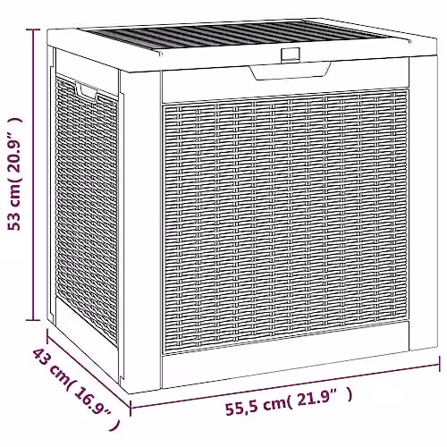 vidaXL Black Polypropylene Garden Storage Box W: 55.5 cm, D: 43 cm, H: 53 cm – 3