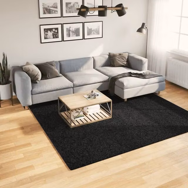 Berkfield Home OVIEDO Short Pile Rug in Black, 240 x 240 cm – 1