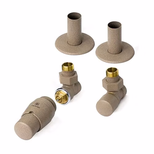 Terma Vario Royal Angled Thermostatic TRV Set with Pipe Masking in Quartz Mocha