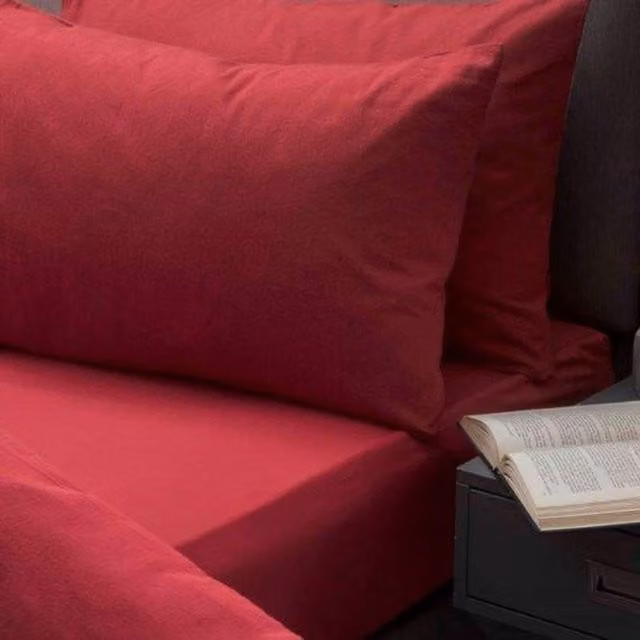 Belledorm Red Brushed Cotton Extra Deep Fitted Sheet, Single, W: 90 cm x D: 200 cm, Depth: 38 cm