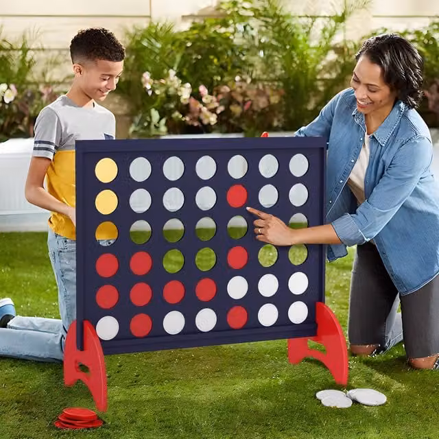 Costway Giant 4-in-a-row Wooden Game Set in Blue