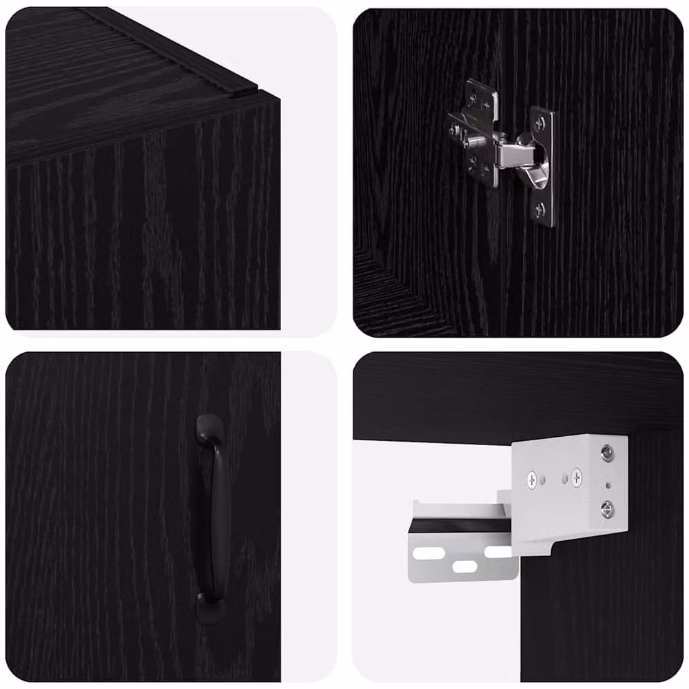 Berkfield Home Black Oak Hanging Cabinet W: 69.5 cm, D: 34 cm, H: 90 cm – 6