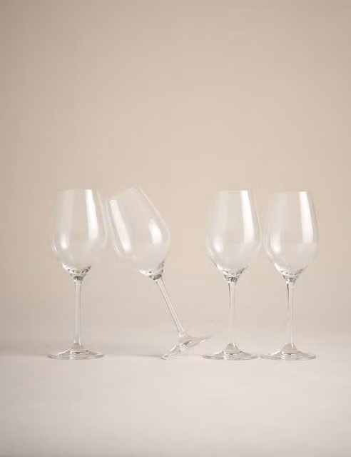 M&S Set of 4 Maxim Clear Crystal White Wine Glasses