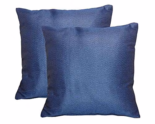 Royalcraft Pair of Blue Plain Square Polyester Outdoor Garden Scatter Cushions – 3