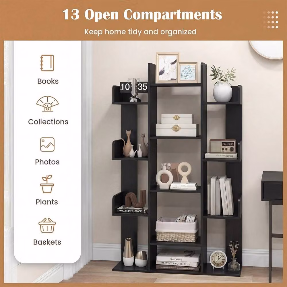 VOGREX Corner Tree Shelf Display Unit in Black, H 141.0 cm x W 86.0 cm – 3