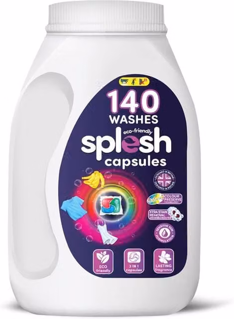 Splesh 3 in 1 Xtra Stain Removal Laundry Capsules, White, 2 Pack