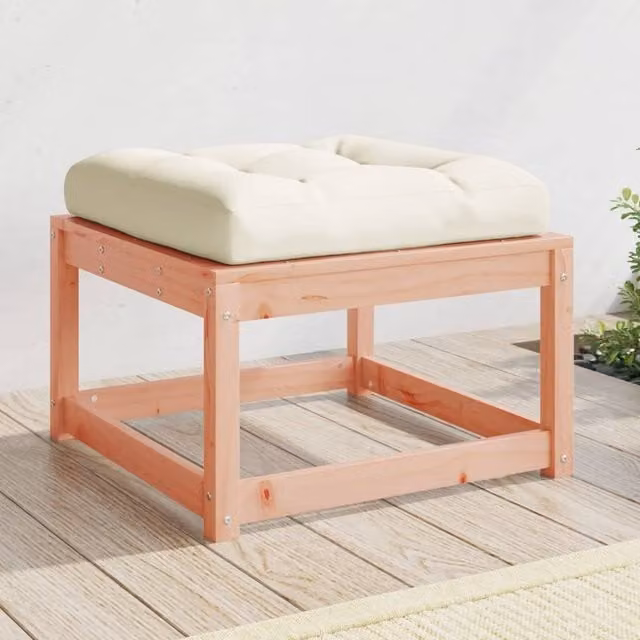 Berkfield Home Garden Footstool with Cushions in Brown Solid Wood