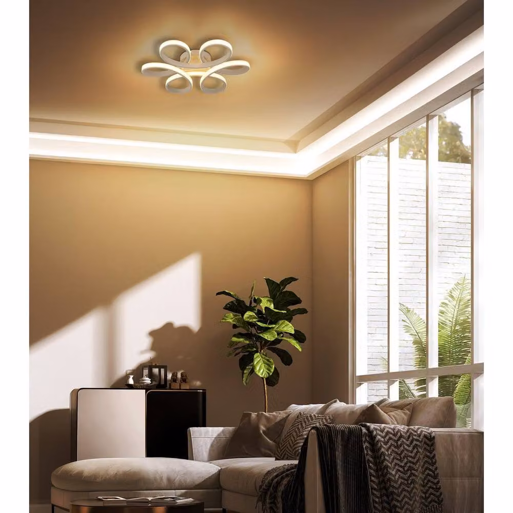 Netlighting Orbita Semi Flush Ceiling Light in Matt Sand Beige with Warm White LED – 2