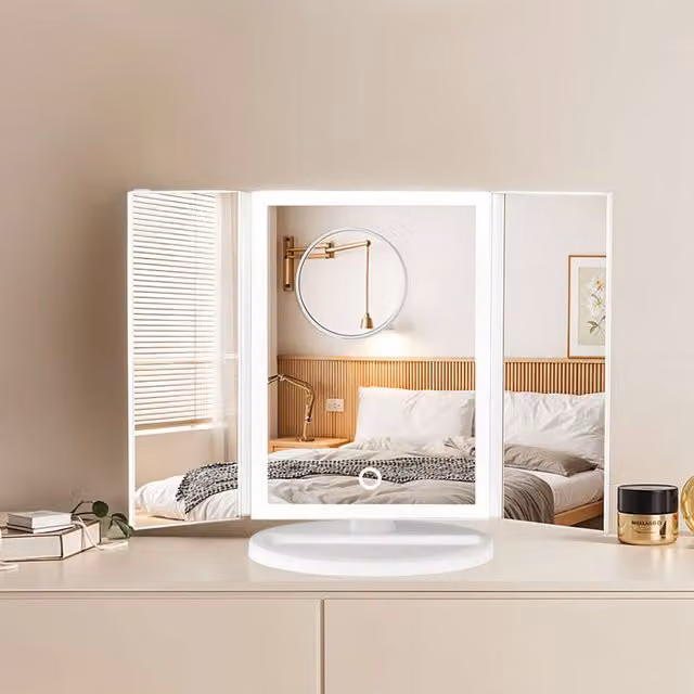 Lifeideas Makeup Mirror with LED Light Strip and Removable Magnifier, White
