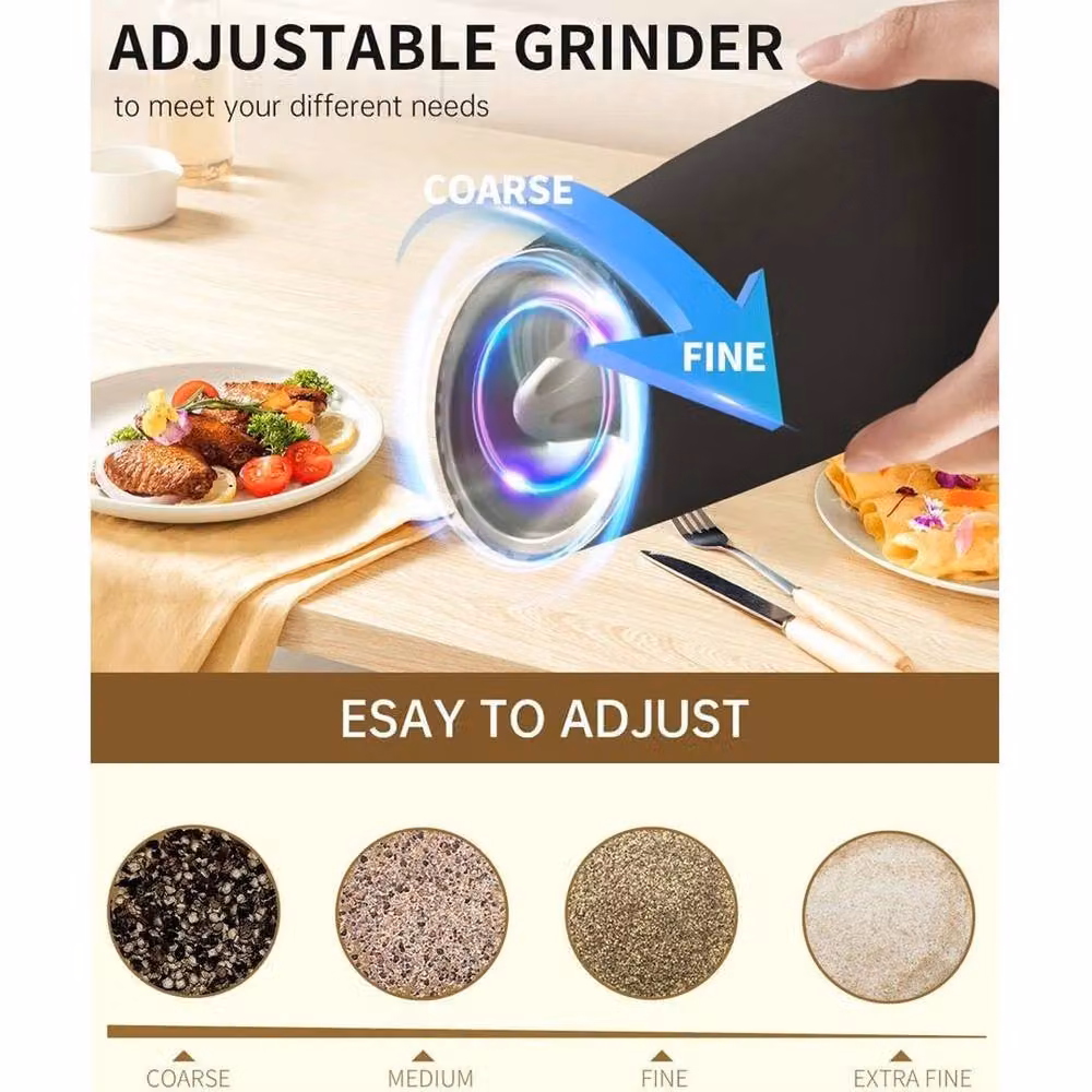 Kelvenix Gravity Electric Salt and Pepper Grinder Set, Black and Multicolour, USB Rechargeable, 100 ml – 5