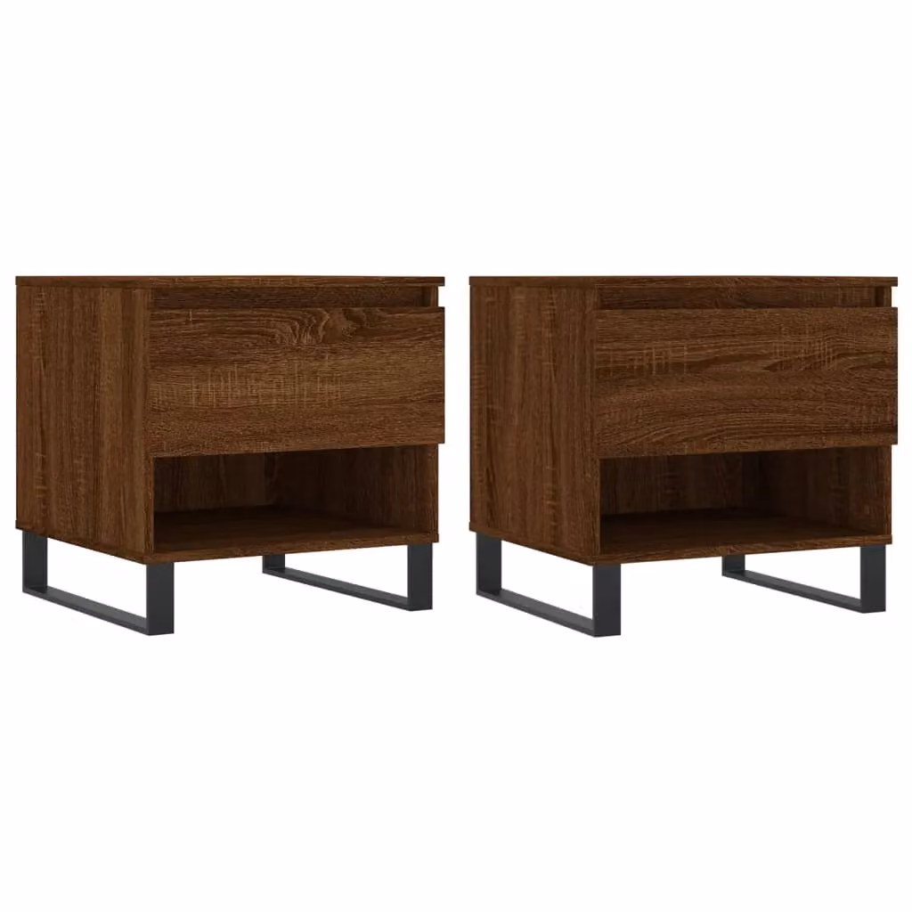 Berkfield Home Set of 2 Modern Brown Oak Nesting Coffee Tables, W/D/H: 50 x 46 x 50 cm – 2