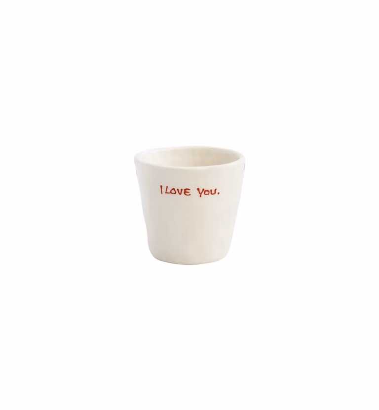 Anna + Nina I Love You Espresso Cup, White Ceramic