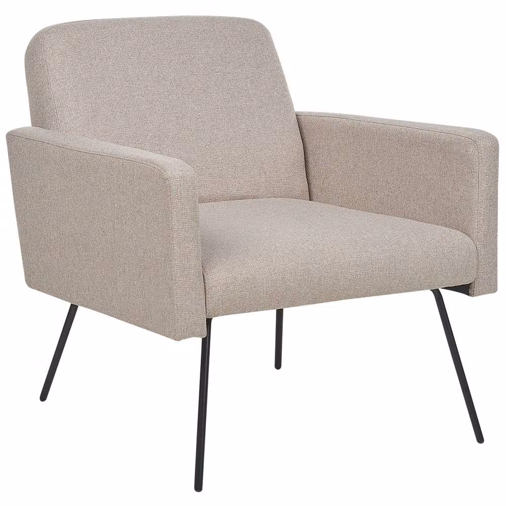 NovaHome Retro Armchair in Beige Fabric with Black Metal and Wood Frame – 2