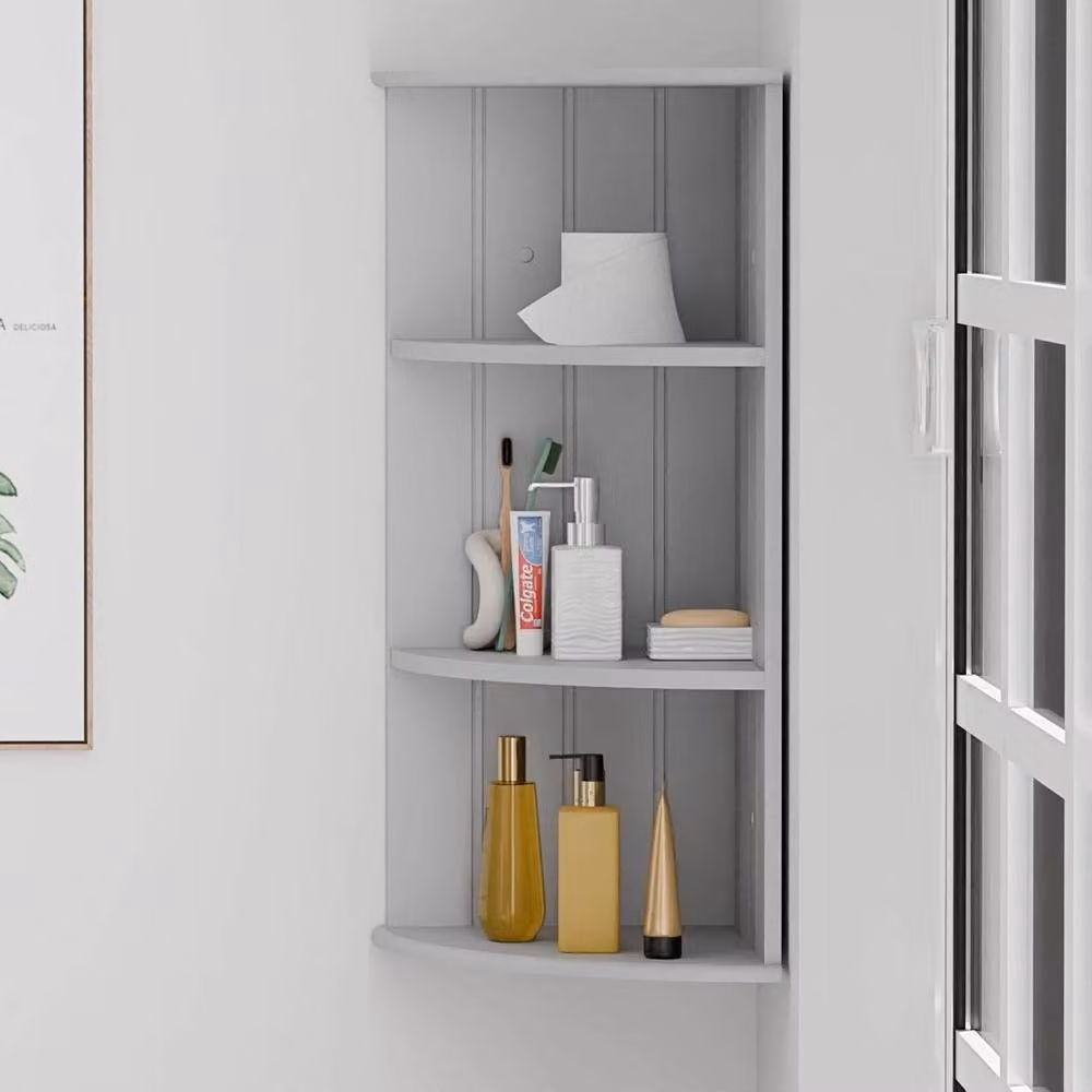 Kelvenix 3 Tier Corner Shelf Unit Organiser in Grey – 3
