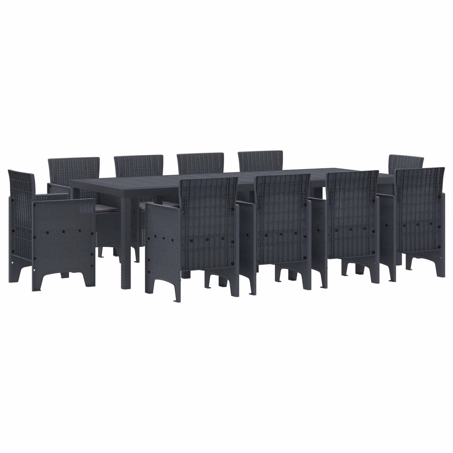 Berkfield Home 11 Piece Anthracite Poly Rattan Garden Dining Set with Cushions – 2