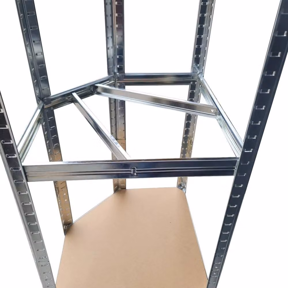 FLAVORA Heavy Duty Galvanised Metal Corner Storage Racking in Silver, W/D/H: 52 x 52 x 150 cm – 4