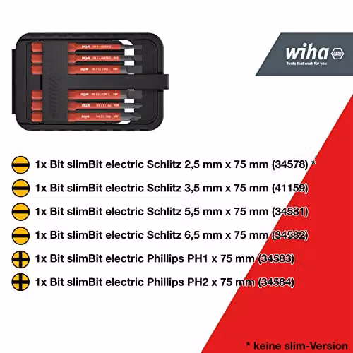 Wiha slimBit electric SL/PH screwdriver bit set, 7 piece, red – 4
