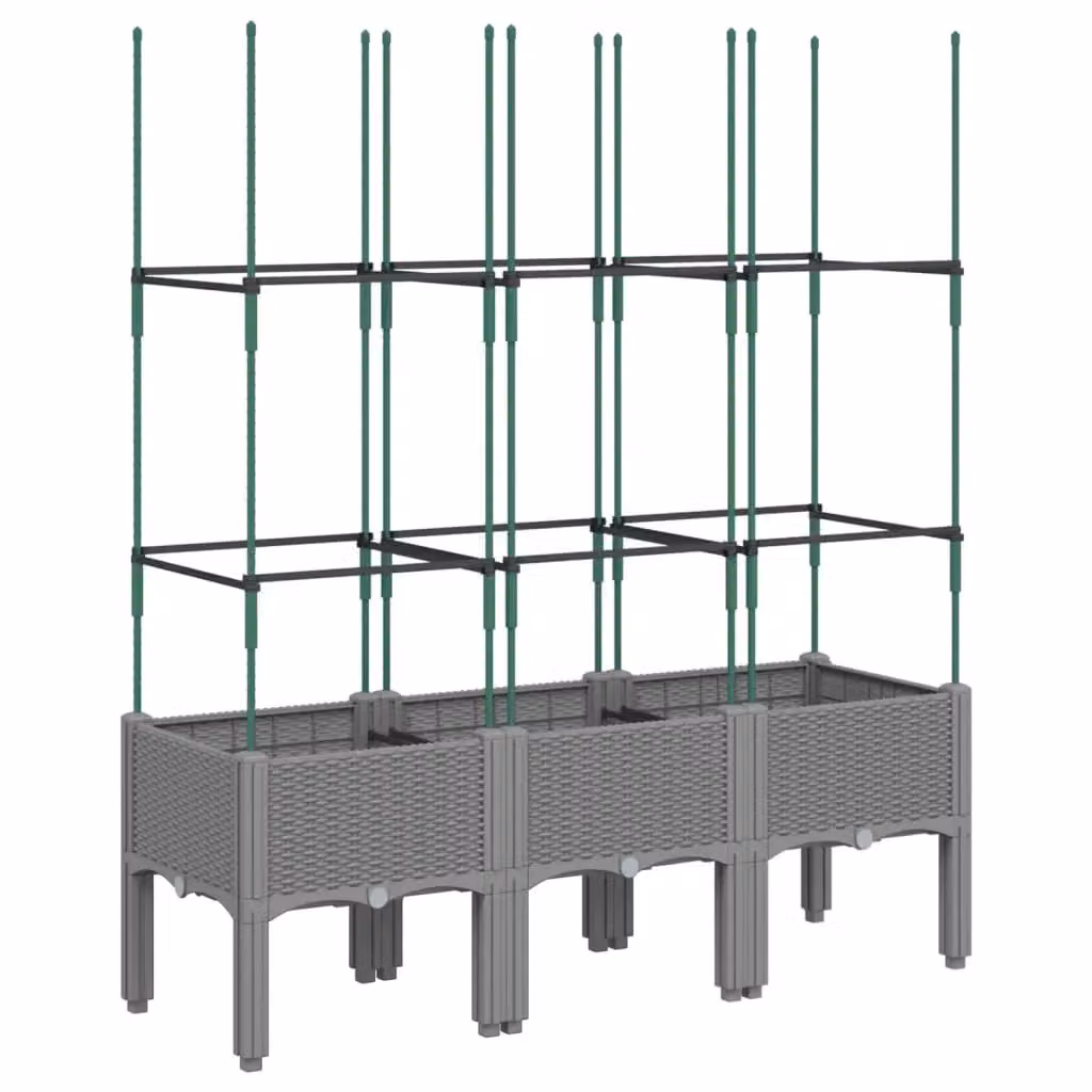 Berkfield Home Garden Planter with Trellis in Light Grey, W/D/H: 120 x 40 x 142.5 cm – 2