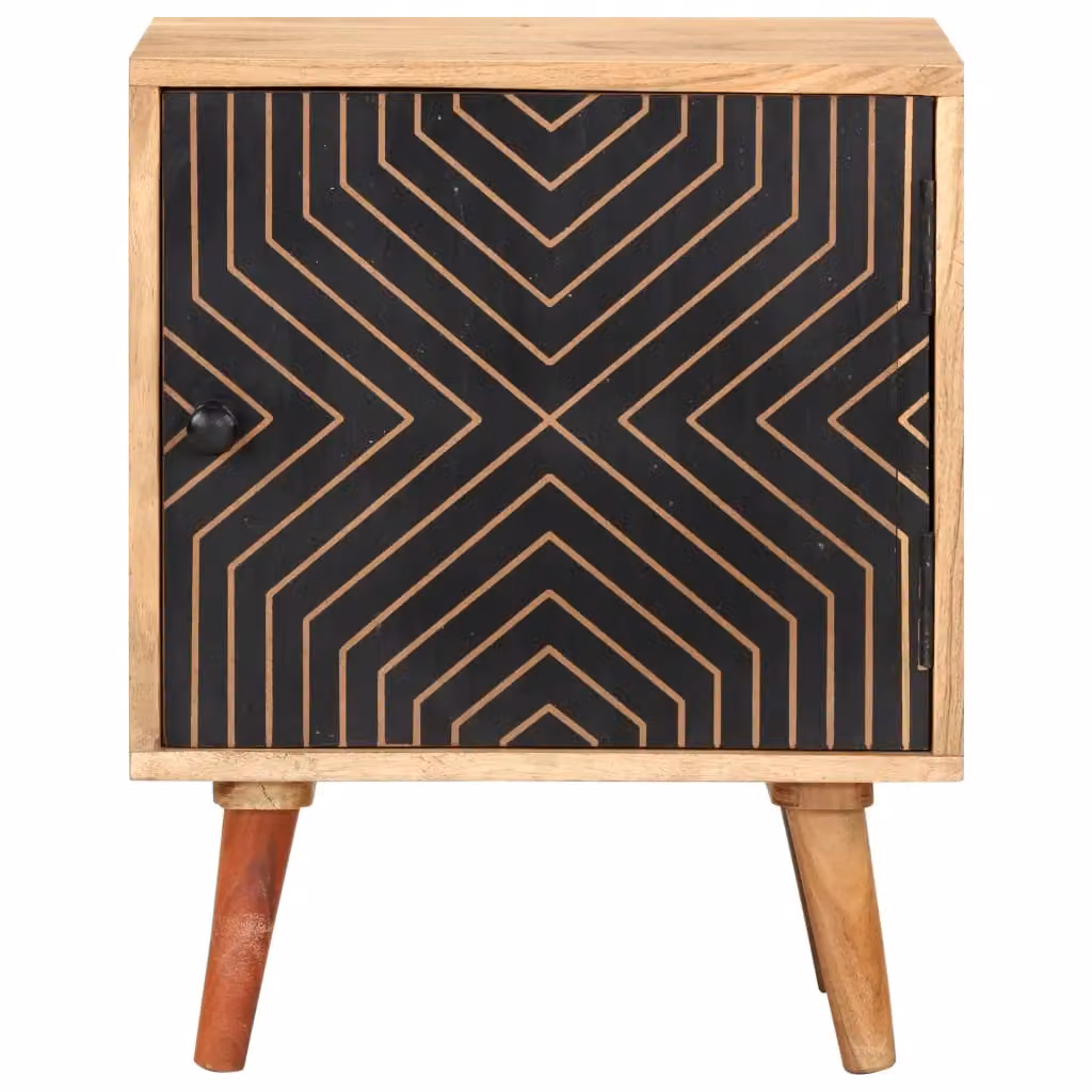Berkfield Home Mid-Century Solid Acacia Wood Bedside Cabinet in Beige, W/D/H: 40 x 30 x 50 cm – 2
