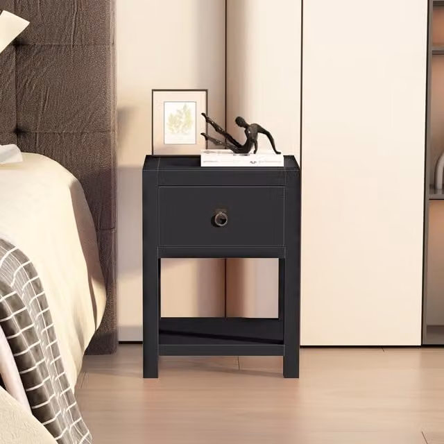 Cabinet Bits Modern Black Metal Bedside Table
