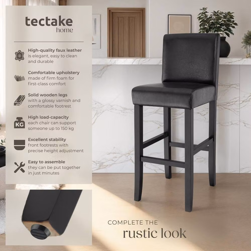 tectake Dover Modern Bar Stool Set of 6 in Black – 2