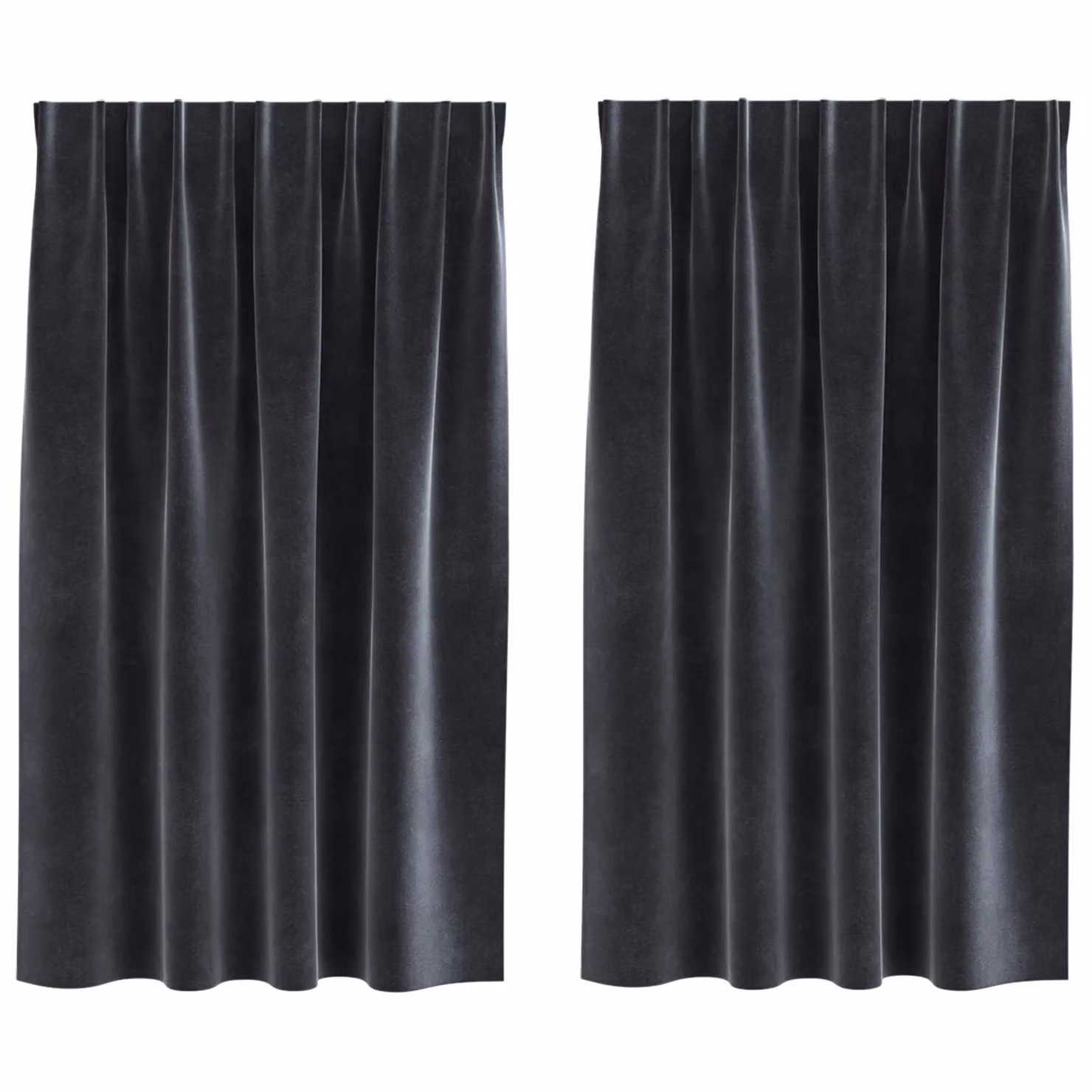 Berkfield Home Dark Grey Velvet Blackout Curtains with Multifunction Top Tape, 2 Pack, W: 140 cm x H: 140 cm – 2