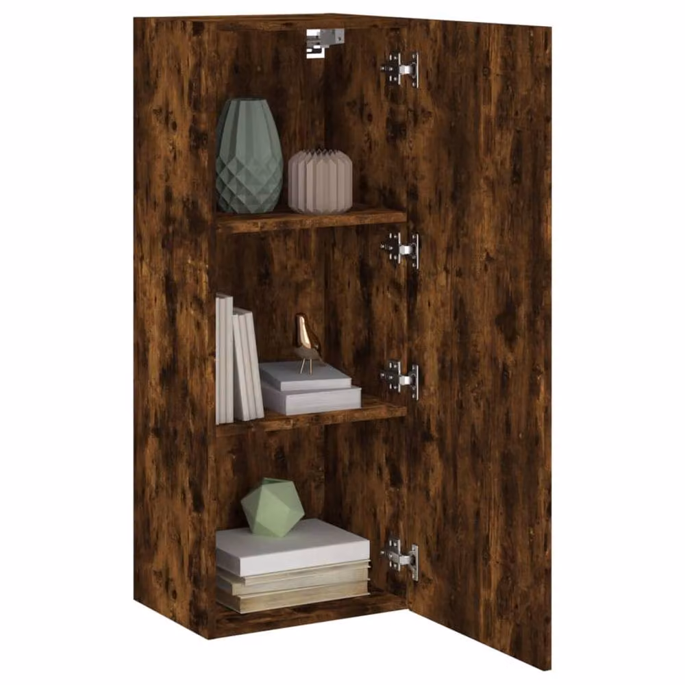 Berkfield Home Smoked Oak TV Wall Cabinet, Brown, W/D/H: 40.5 x 30 x 102 cm – 4