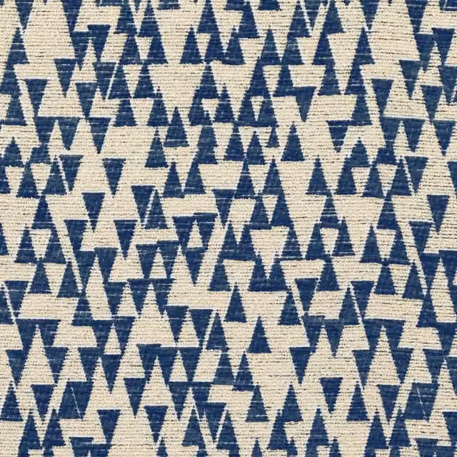 Ante Decor Hermes Chenille Fabric Rug in Almond and Indigo Blue