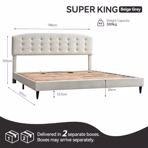 MCC Direct Cheyenne Velvet Super King Upholstered Bed Frame in Beige – 2