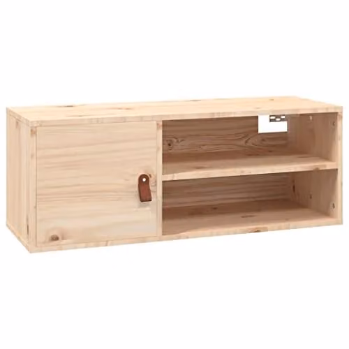 vidaXL Brown Solid Pine Wall Cabinet with Hinged Doors and Internal Shelves W/D/H: 80 x 30 x 30 cm – 1