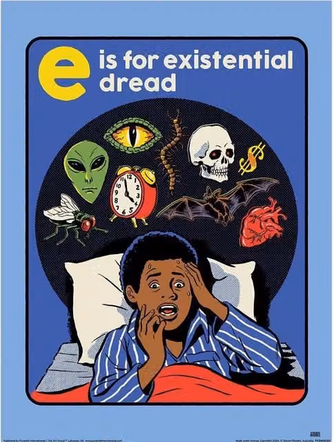 Steven Rhodes Existential Dread Multicolour Abstract Retro Paper Poster