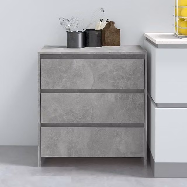 Berkfield Home Sideboard in Concrete Grey, W/D/H: 70 x 41 x 75 cm