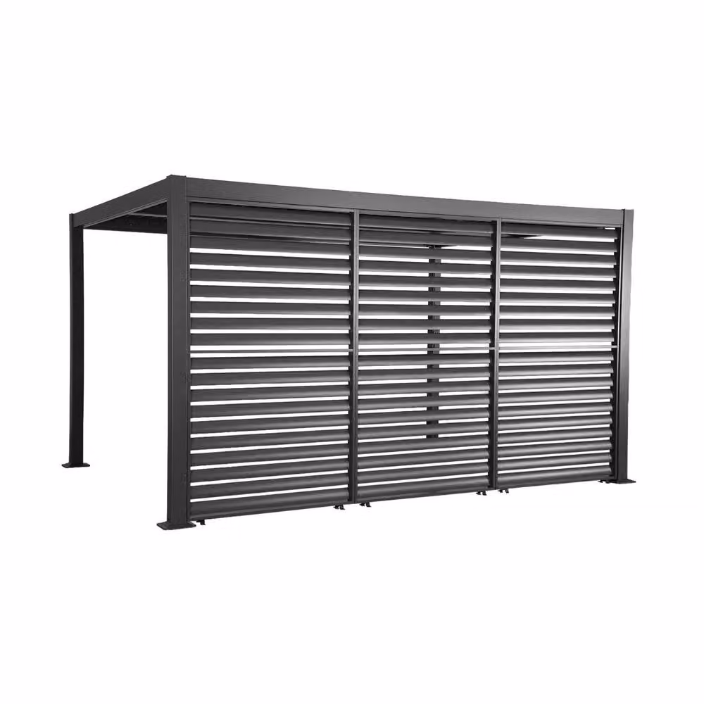 Sweekeek Dark Grey Louvered Pergola with 3 x 130cm Louver Panels, W: 400 cm, D: 300 cm – 2