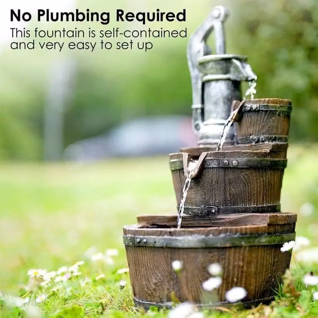 EONLION Brown LED Cascade Water Feature for Indoor and Outdoor Use, Height: 100 cm