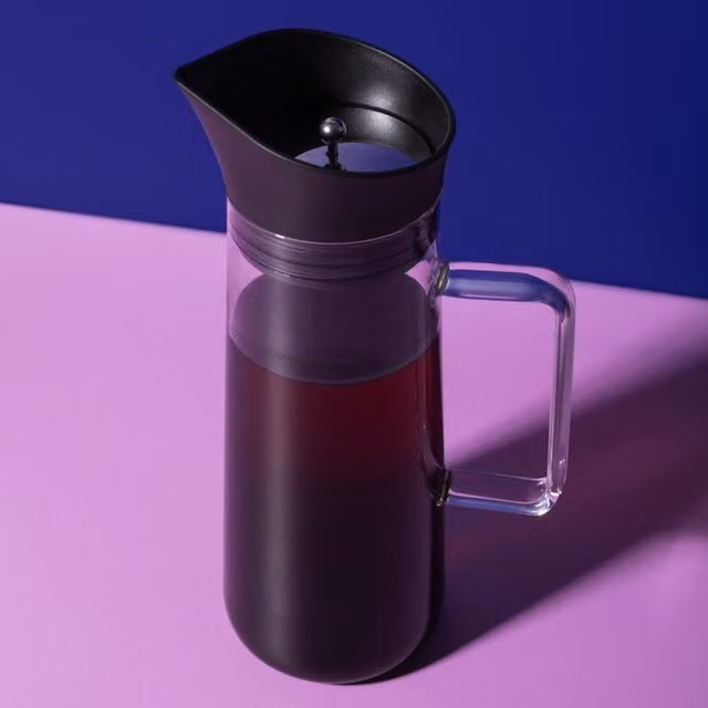 La Cafetire Cold Brew 8 Cup Coffee Maker with Mesh Filter and Handle, 1L, Yellow