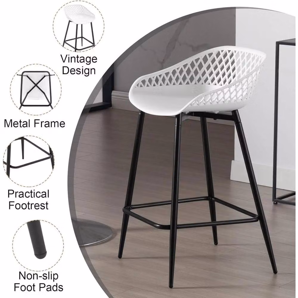 FORGEVIO Set of 6 White Modern Bar Stools for Kitchen and Breakfast Areas – 2