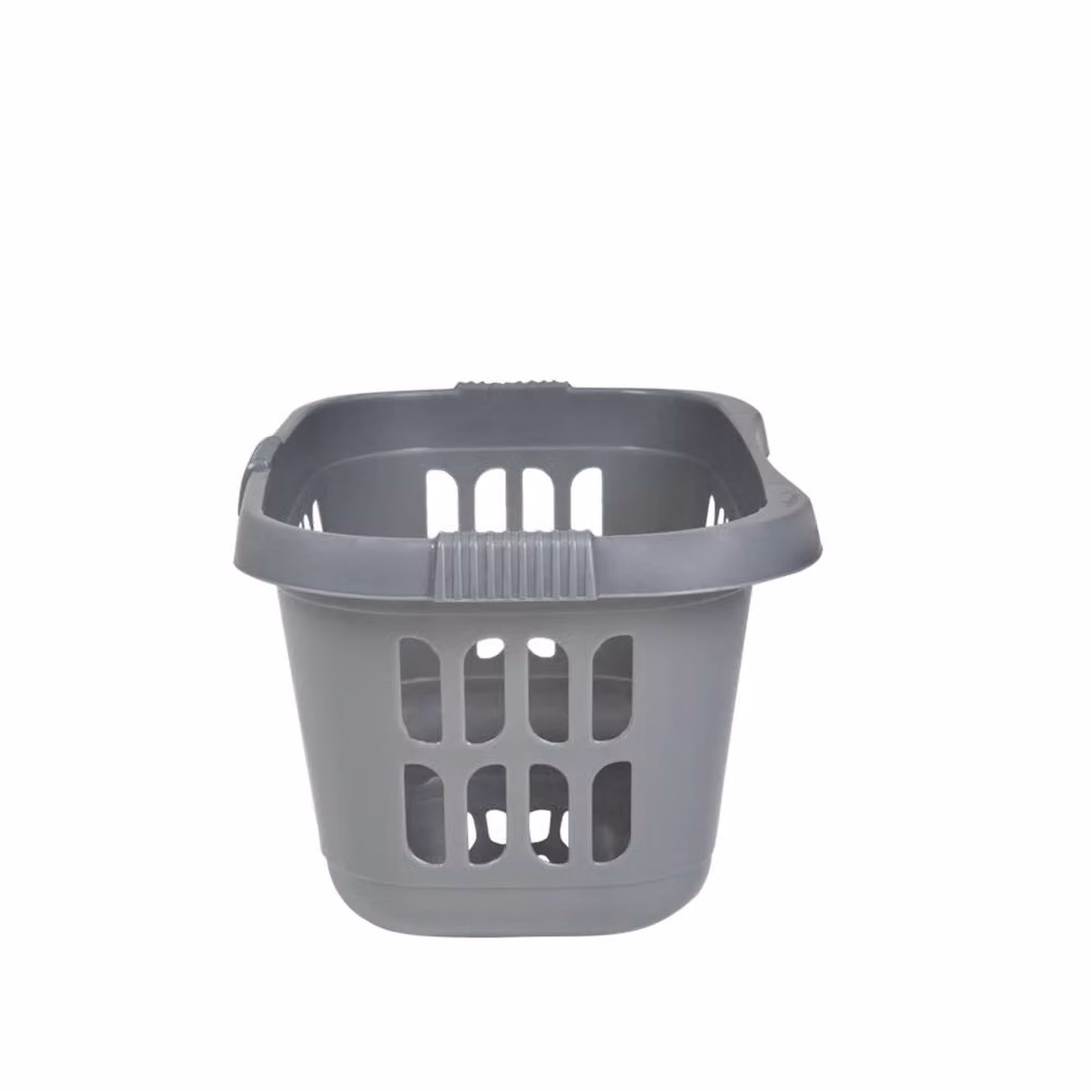 Nordara Plastic Laundry Basket with Handles in Silver Grey, W: 40 cm, H: 60 cm – 3