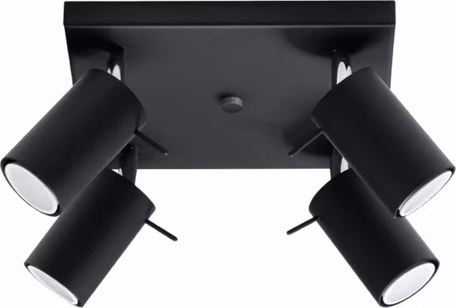 Sollux Lighting RING 4 Modern Adjustable Ceiling Lamp in Black