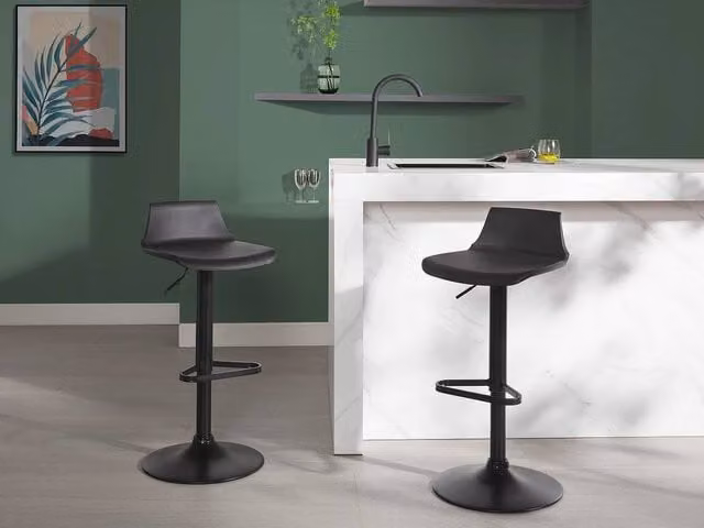 Vente-unique CALAS Set of 2 Black Polypropylene and Metal Bar Stools – 1
