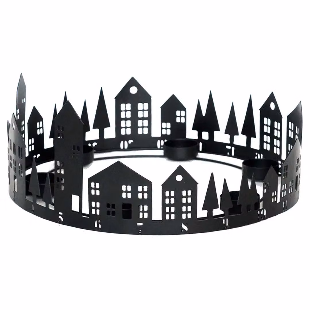 Ivyline Round Metal Advent Tealight Centrepiece in Black, H15 x W33 x D33 cm – 2