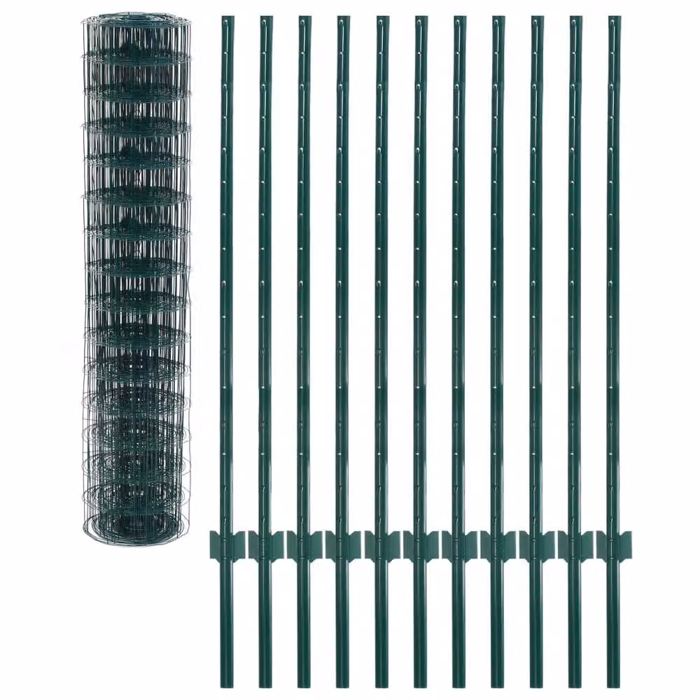 Berkfield Home Euro Fence Green PVC-Coated Steel Fencing, W: 20 m, H: 1.2 m – 3