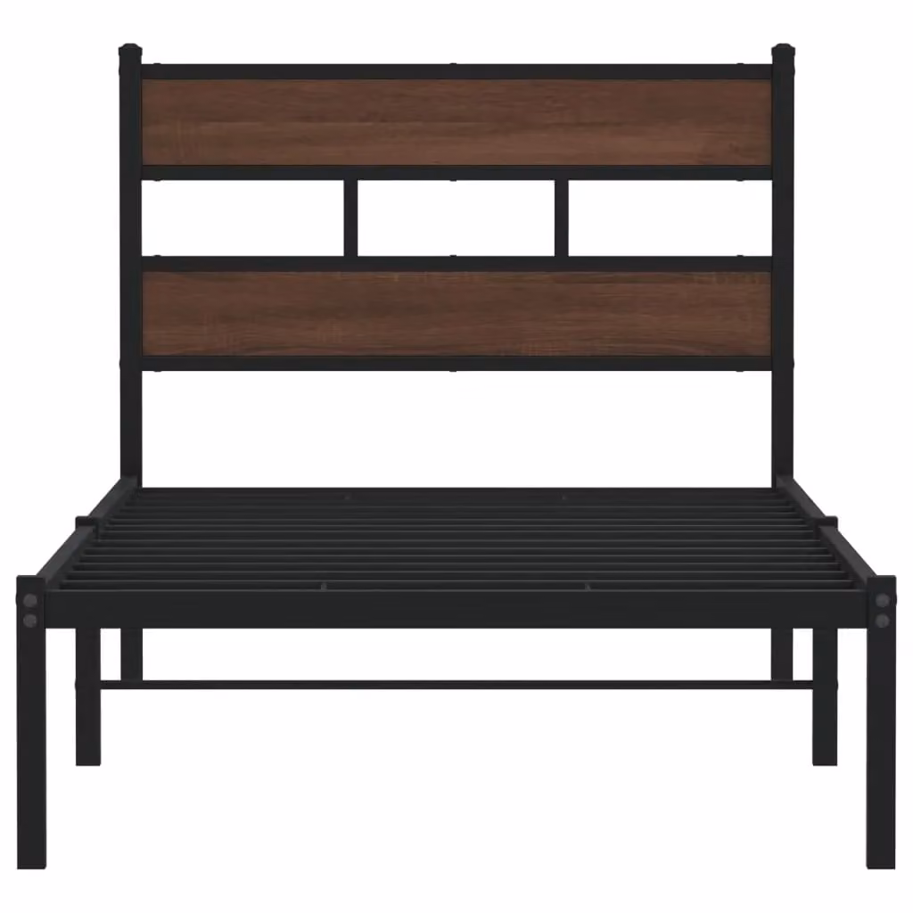 Berkfield Home Bed Frame with Headboard in Brown Oak, W/D/H: 80 x 200 cm – 3