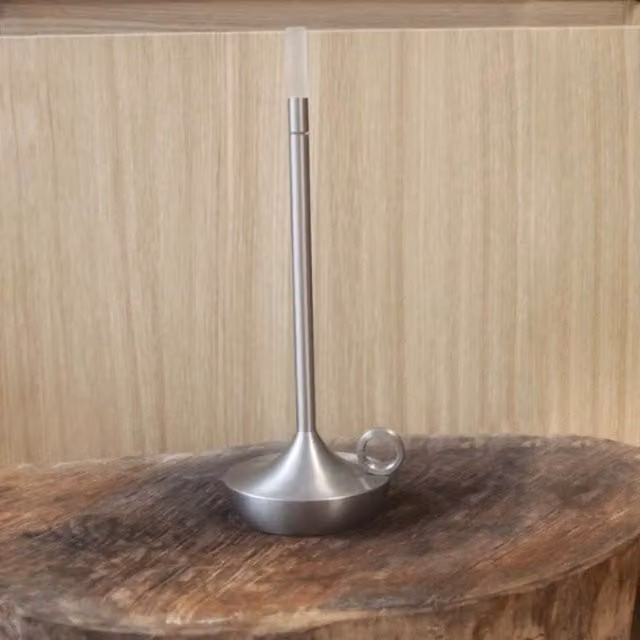 PAWNORA Silver LED Taper Candle Charging Bar Tabletop Lamp