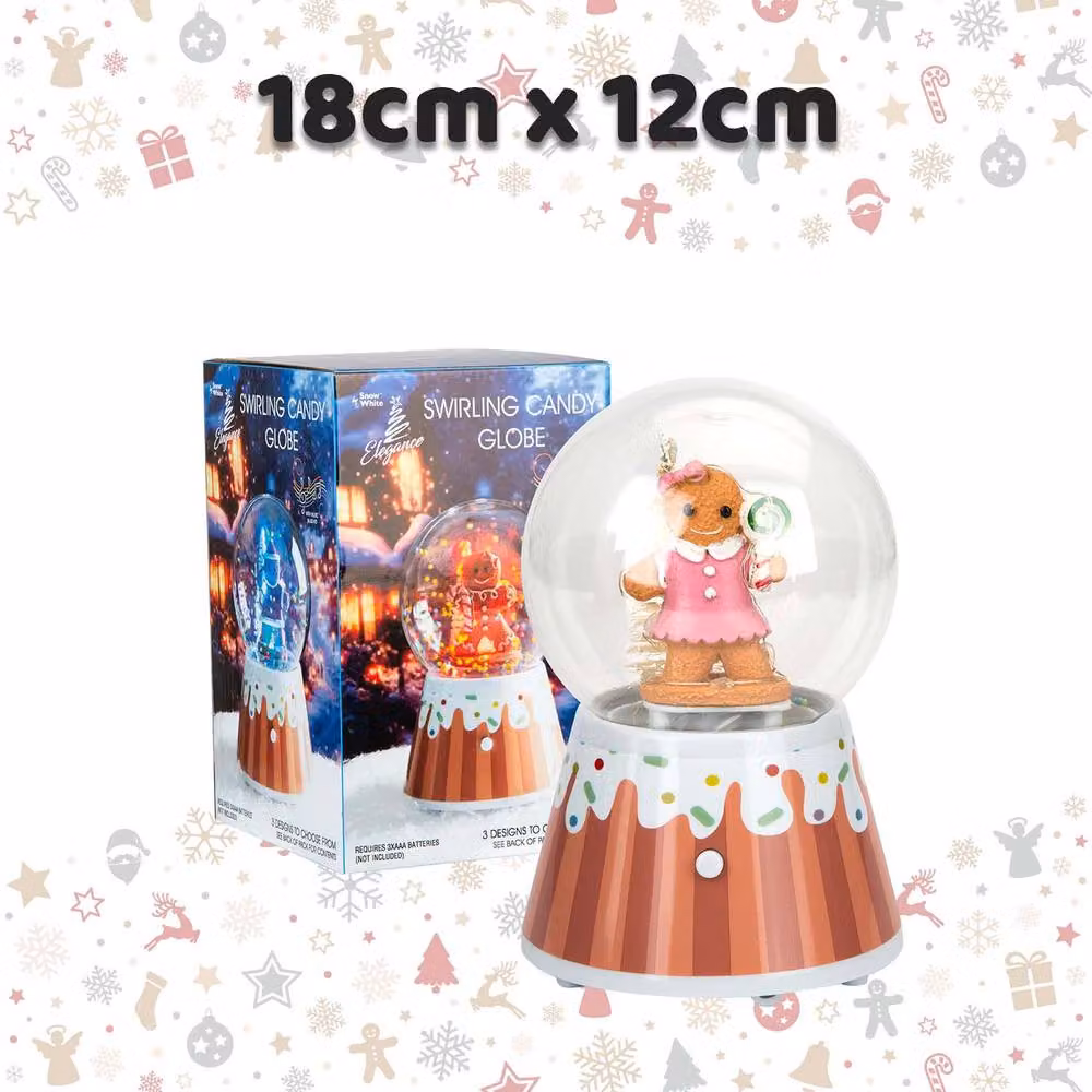 VFM e-Store Pink Gingerbread Man Christmas Snow Globe with Light Up Blower, H: 18 cm, W: 12 cm, D: 12 cm – 2