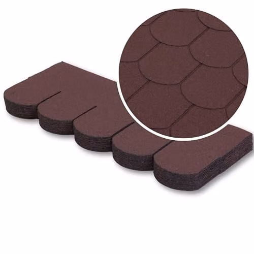 NOVECRAFTO Brown Fish Scales Design Premium Asphalt Roof Shingles, 25 Pieces Covering 3 sqm, W/H: 80 x 31.5 cm