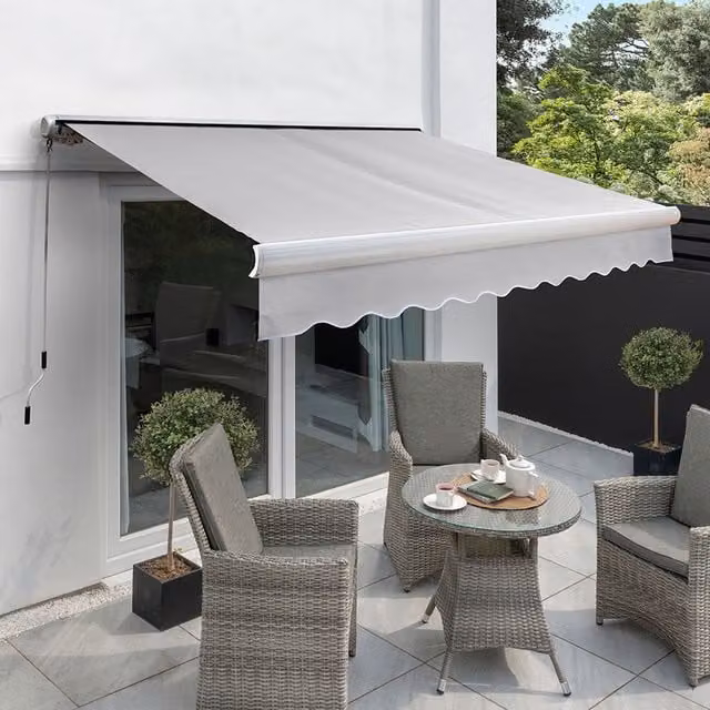 Primrose Full Cassette Electric Patio Awning with 4.5m Canopy in Silver