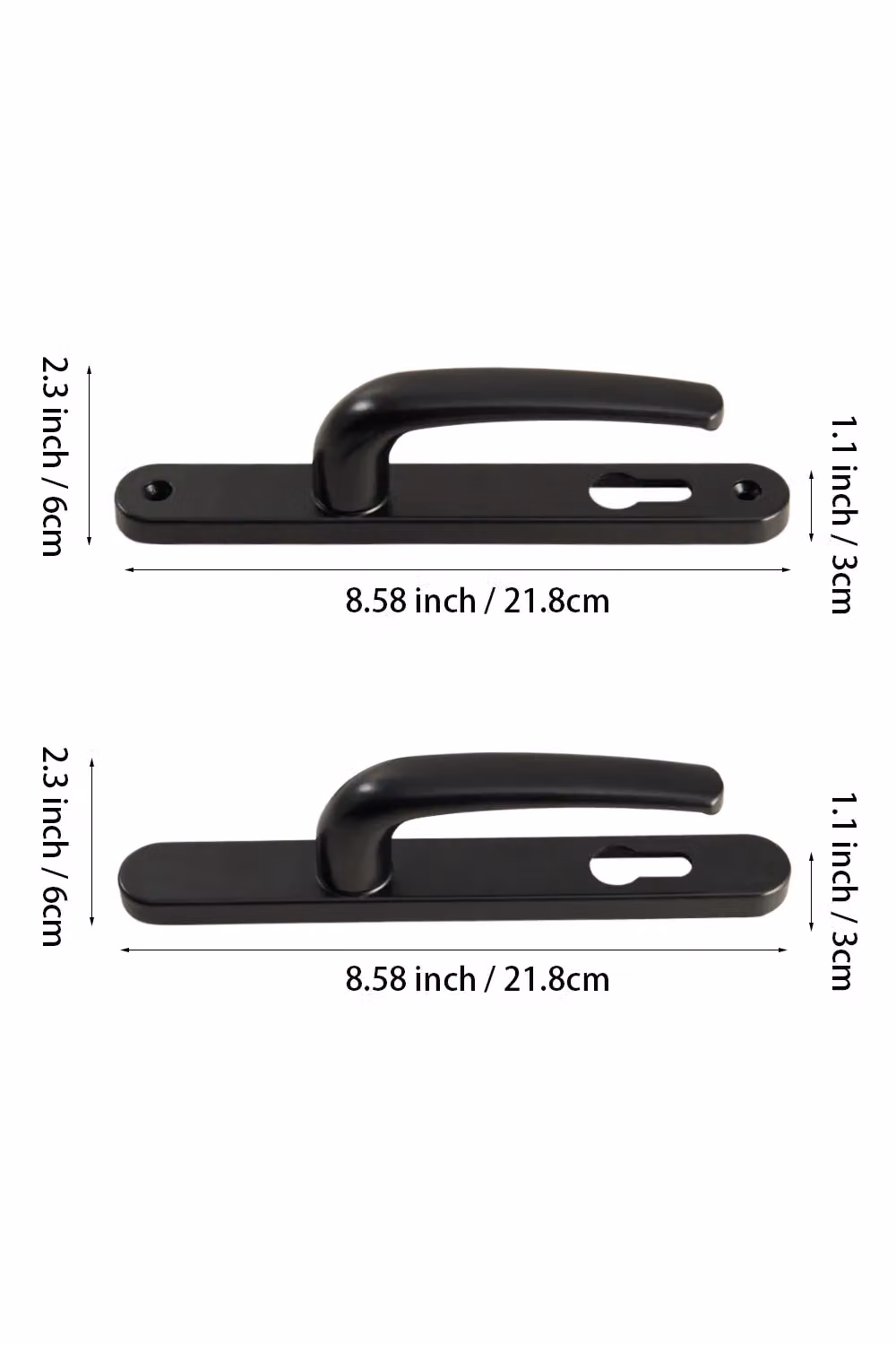 Living and Home Black Aluminum Alloy Door Handles, 1 Pair (Without Lock Cylinder) – 3