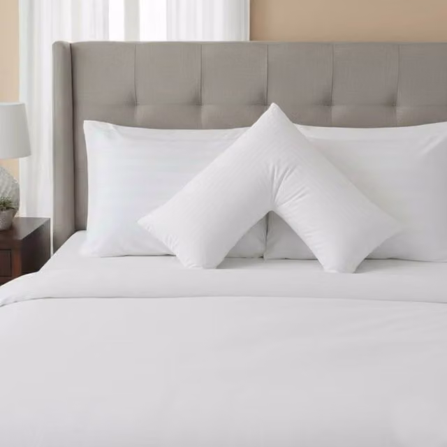 Snug City White Microfibre Satin Stripe V Shape Pillowcase
