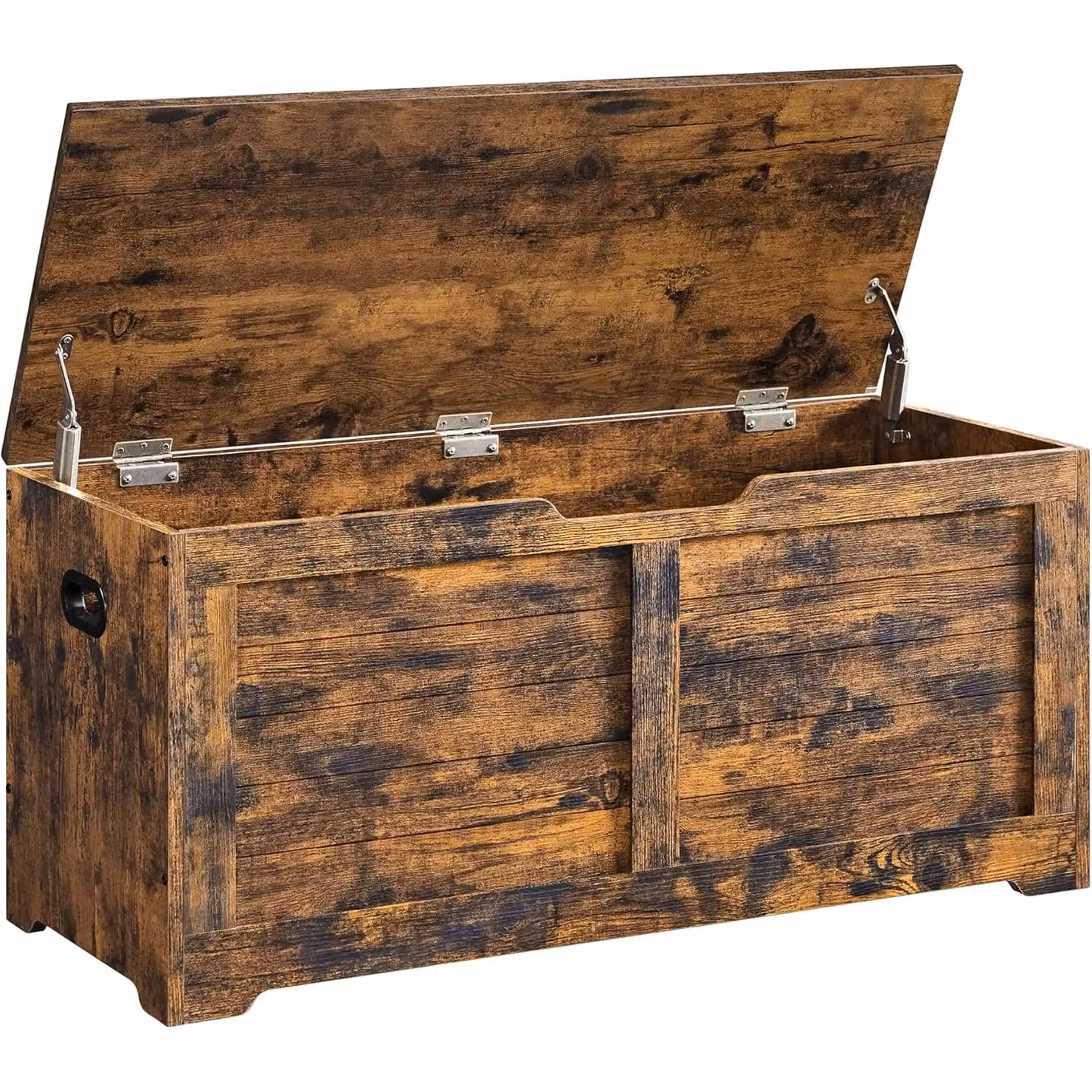 VASAGLE Large Farmhouse Storage Bench and Blanket Box Chest in Brown – 7