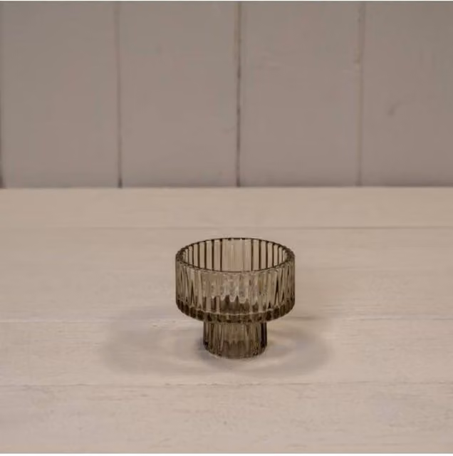 KDMD Modern Round Glass Tealight Candle Holder in Brown